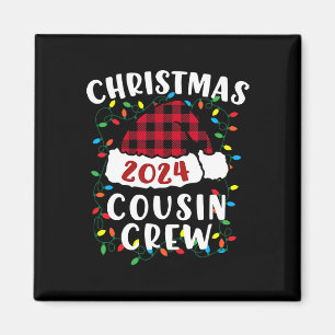 Aimant Noël 2024 Cousin Crew Feux de Noël Santa Hat P