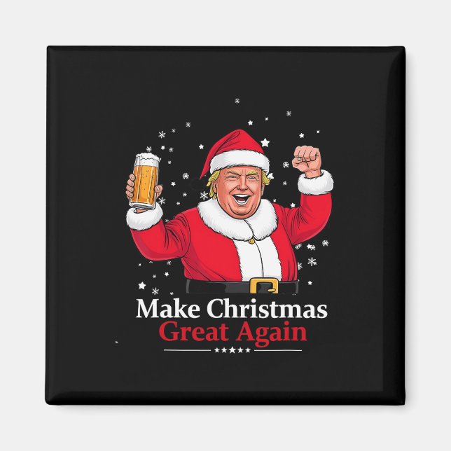 Aimant Noël 2024 Funny Trump &amp ; Bière Make Christm (Devant)