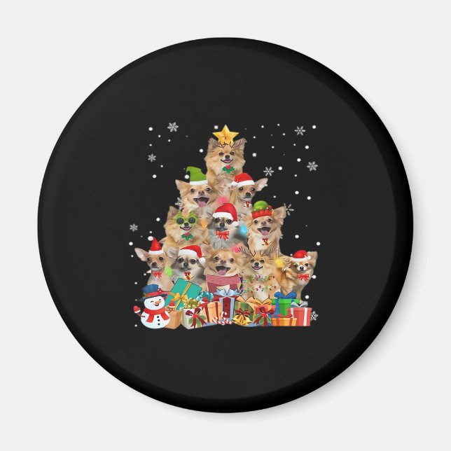 Aimant Noël Arbre Lumières Chihuahua Classic T-Shi (Devant)