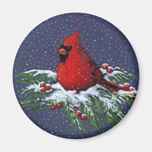 AIMANT NOËL : CARDINAL : OISEAU : ART (Devant)