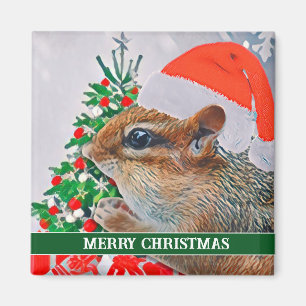 Aimant Noël Chipmunk Père Noël Cute Holiday