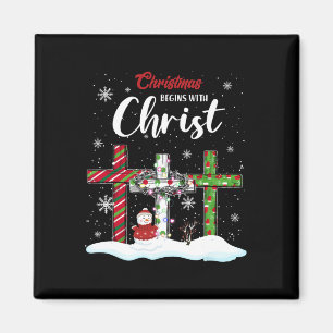 Aimant Noël Commence Avec Christ Snowman Christian Cro