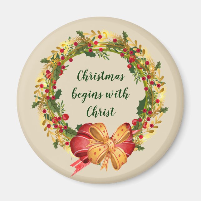 Aimant Noël commence avec la citation inspirée du Christ (Devant)