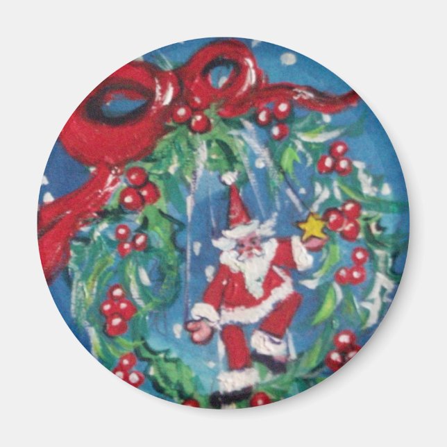 AIMANT NOËL COURONNE DE NUIT AVEC RIBBON ROUGE (Devant)