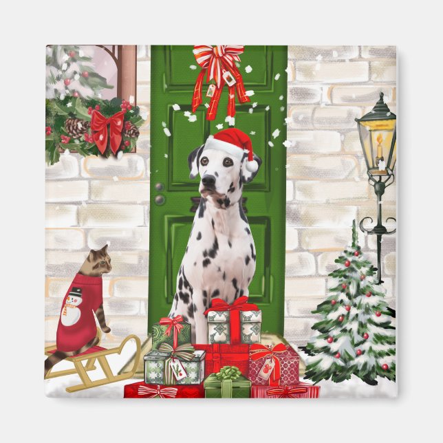 Aimant Noël de chien dalmate (Devant)
