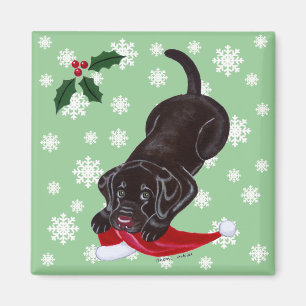 Aimant Noël de chiot de Labrador de chocolat et de