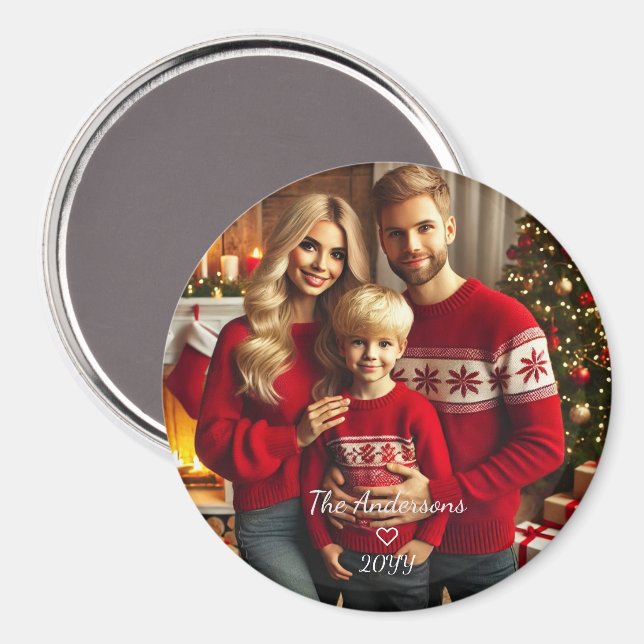 Aimant Noël de la famille de photos personnalisées (Recto/Verso)