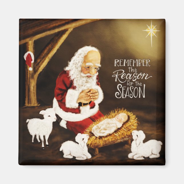 Aimant Noël de la saison religieuse de Jesus Père Noël (Devant)