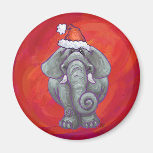 Aimant Noël des éléphants en rouge