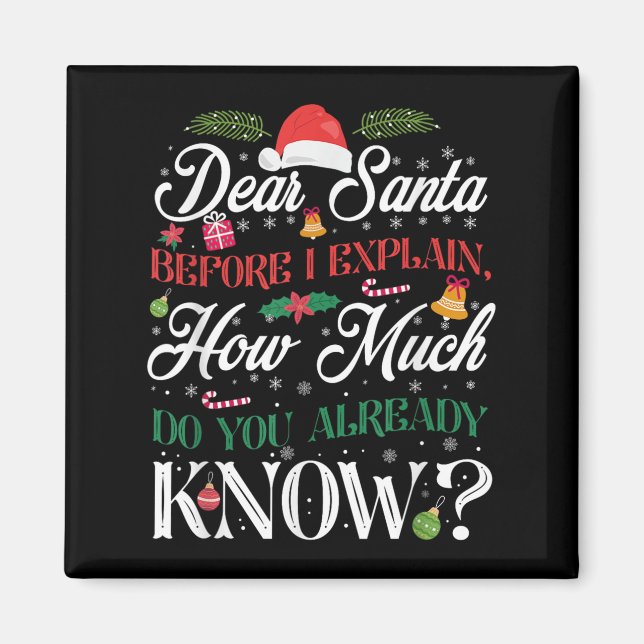 Aimant Noël Drôle Cher Père Noël Combien Connaissez-Vous  (Devant)