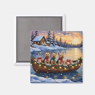 Aimant Noël en bateau avec Yorkipoo