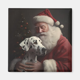 Aimant Noël festif Dalmatien avec le Père Noël