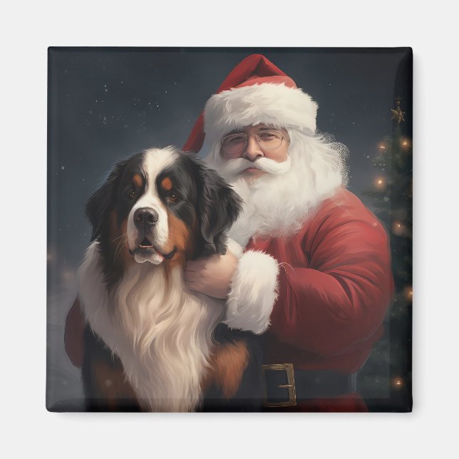 Aimant Noël festif du chien de montagne bernois du Père N (Devant)
