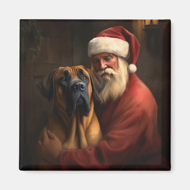 Aimant Noël festif Rhodesian Ridgeback Santa Claus (Devant)