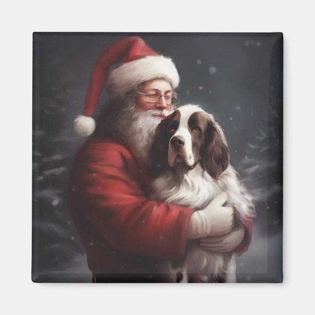 Aimant Noël festif Springer Spaniel Santa Claus (Devant)