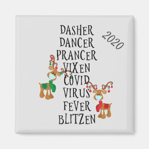 Aimant Noël Funny Reindeer Names Covid 2020