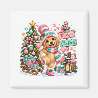 Aimant Noël Golden Retriever
