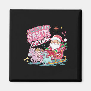 Aimant Noël Je Crois En Père Noël Et Unicornes Funny Xm