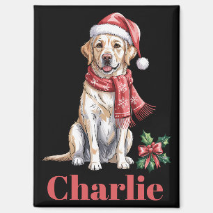 Aimant Noël Labrador Retriever Nom Personnalisé
