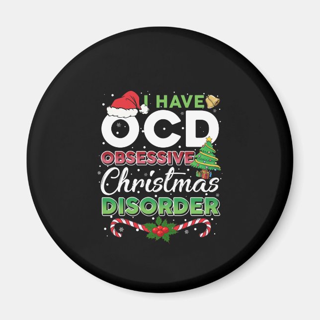 Aimant Noël-OCD Obsessionnel Trouble de Noël Drôle (Devant)