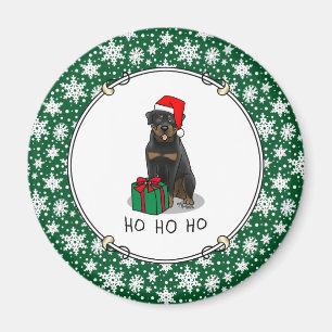 Aimant Noël Père Noël Casquette Rottweiler Chien Drôle