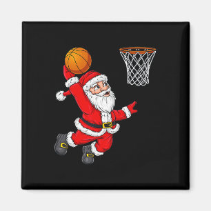 Aimant Noël Père Noël Dunking Un Fun De Basket-ball Xma