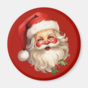 Aimant Noël rétro Holly Jolly Santa Claus