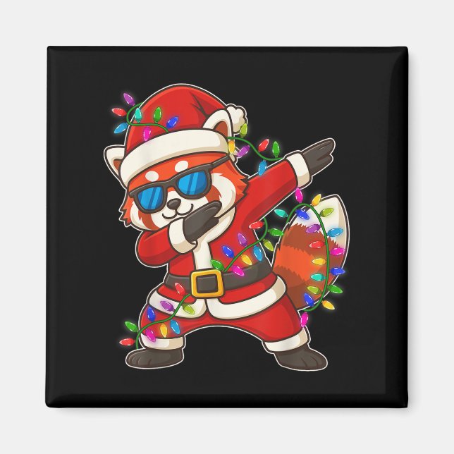 Aimant Noël Rouge Panda Dabbing Lights Père Noël Noël Pou (Devant)
