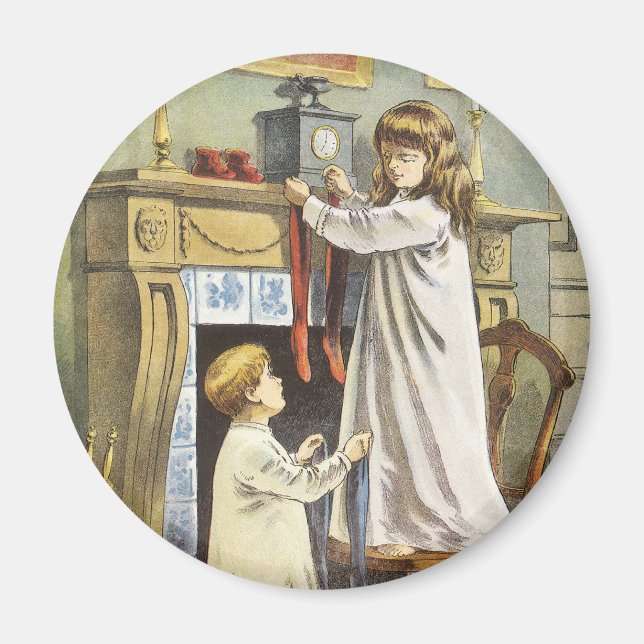 Aimant Noël victorien, Bas de Noël pour enfants (Devant)