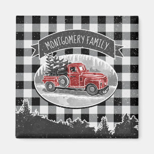 Aimant Noël Vintage Camion noir Buffalo Nom de l'avion