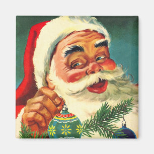 Aimant Noël vintage, joyeux Père Noël rétro des années 50