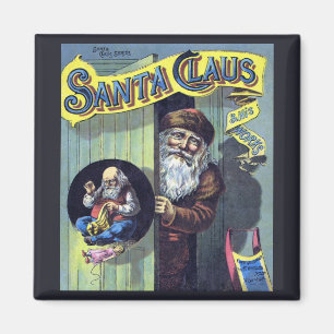 Aimant Noël vintage, le Père Noël et son livre de travaux