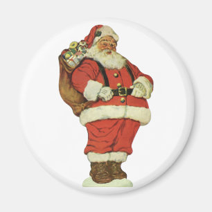 Aimant Noël vintage, Père Noël victorien avec des jouets