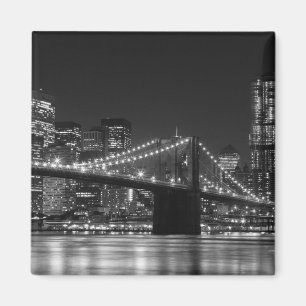 Aimant noir/blanc de pont de Brooklyn d'horizon
