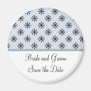 Aimant Noir, blanc et bleu doux Enregistrer la date