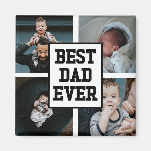 Aimant Noir Blanc Meilleur Papa Jamais Photo Personnalisé