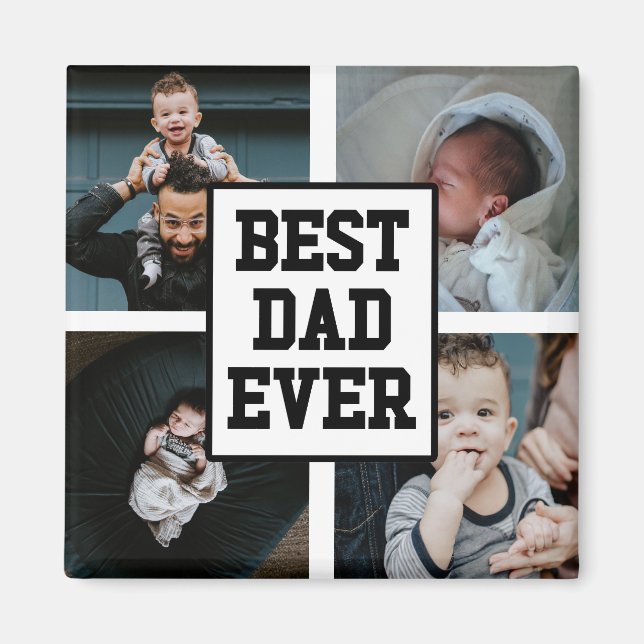 Aimant Noir Blanc Meilleur Papa Jamais Photo Personnalisé (Devant)