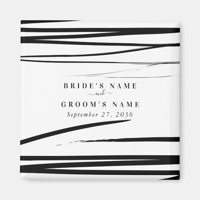 Aimant Noir blanc moderne Abstrait mariage Faveur (Devant)