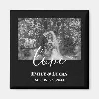 Noir Blanc Personnalisé Mariage Photo Simple Éléga