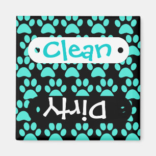 Aimant Noir bleu turquoise d'empreintes de pattes mignons