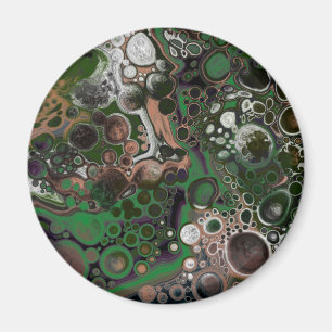 Aimant Noir, Brown, blanc et vert Fluide Art