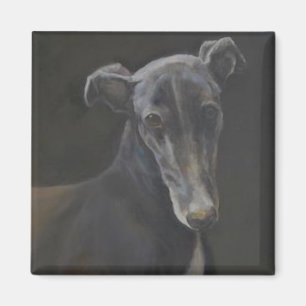Aimant noir d'art de chien de lévrier