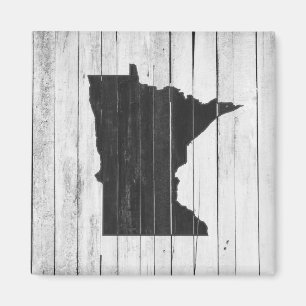 Aimant noir et blanc en bois rustique du Minnesota
