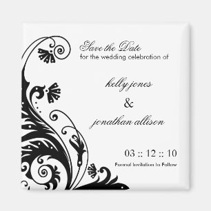 Aimant Noir et blanc Enregistrer l'aimant Mariage de date