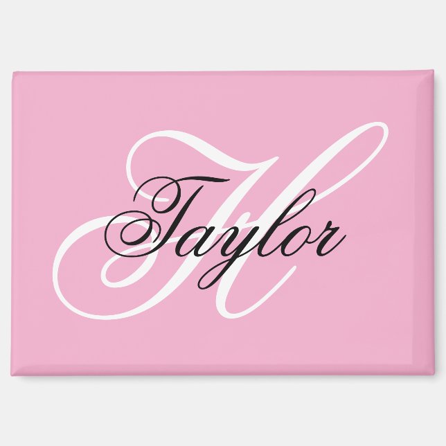 Aimant Noir et blanc Fatigue Monogramme rose (Recto)