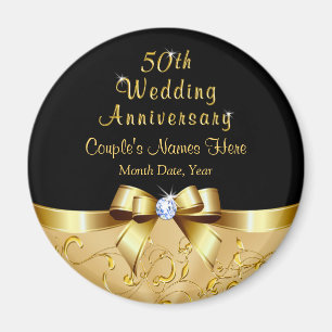 Aimant Noir et or, 50e anniversaire de Mariage Faveurs