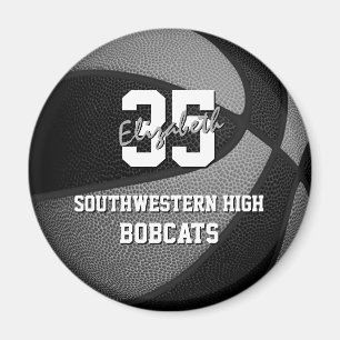 Aimant noir gris enfants cadeaux sportifs basket-ball nom