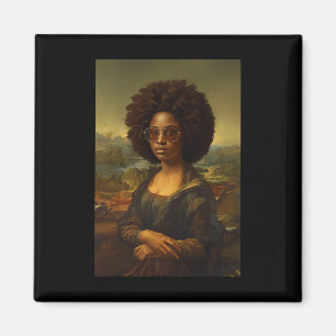 Aimant Noir Mona Lisa Afro Africain-Américain Noir Histor
