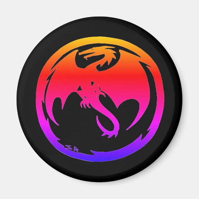 Aimant noir Neon Dragon (Devant)