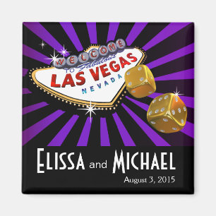 Aimant Noir pourpre de faveur de mariage de Las Vegas